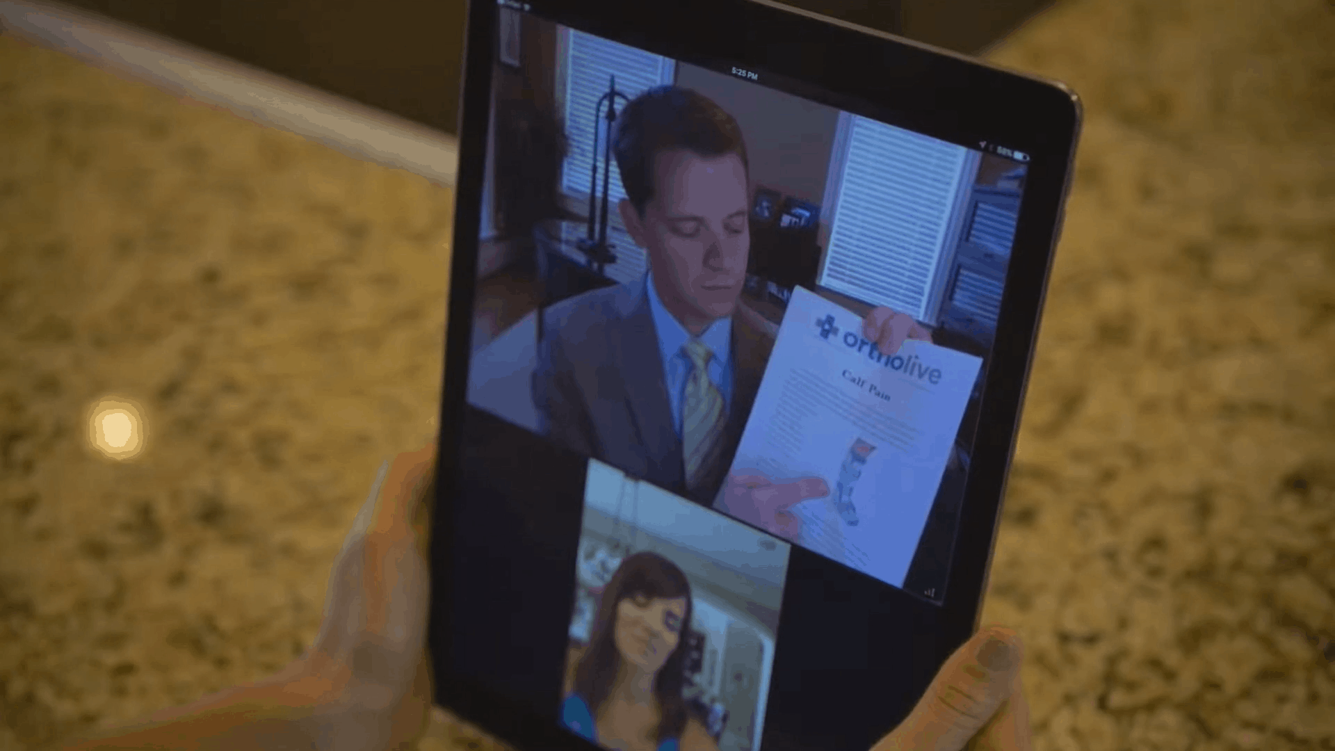 Patient visits physician using OrthoLive telemedicine